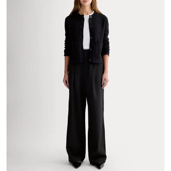 Everlane Draper Pants Womens 4 Wide Leg Pleated Black High Rise Lyocel Business - Picture 1 of 13